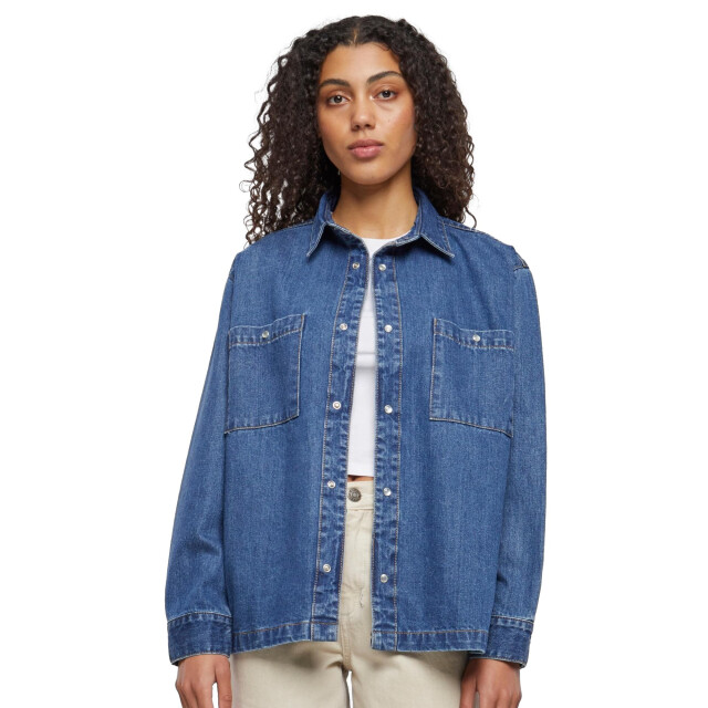 Urban Classics Dames denim oversized shirt UTTN803_midindigowashed large