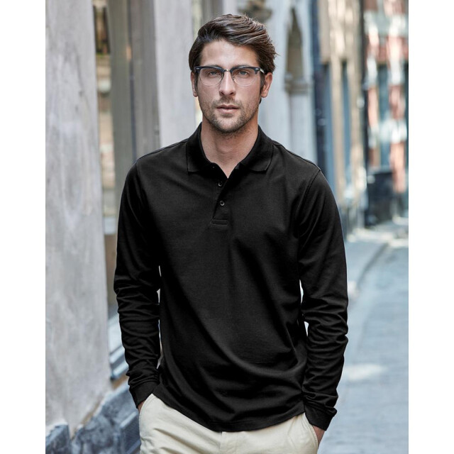 Tee Jays Heren luxe stretch poloshirt met lange mouwen UTFK883_black large