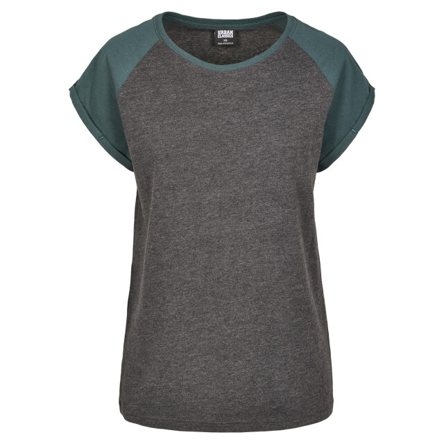 Urban Classics Dames contrast raglan t-shirt UTTN770_charcoalbottlegreen large