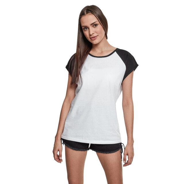 Urban Classics Dames contrast raglan t-shirt UTTN770_whiteblack large