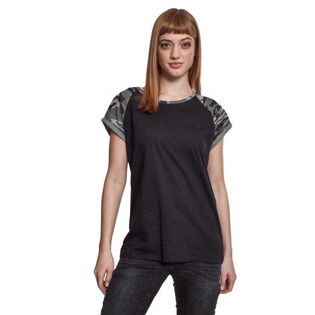 Urban Classics Dames contrast raglan t-shirt UTTN770_blackdarkcamo large
