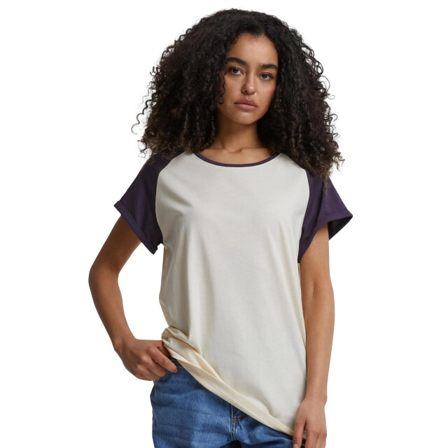 Urban Classics Dames contrast raglan t-shirt UTTN770_whitesandpurplenight large