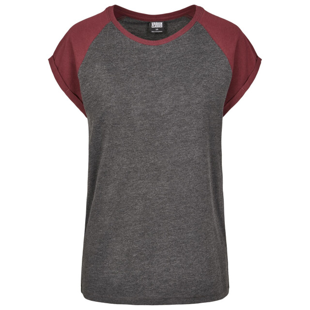 Urban Classics Dames contrast raglan t-shirt UTTN770_charcoalredwine large