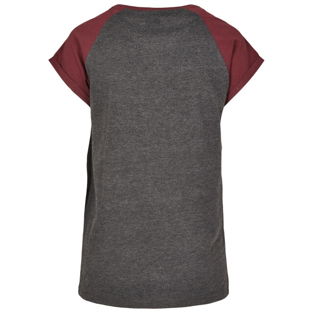 Urban Classics Dames contrast raglan t-shirt UTTN770_charcoalredwine large