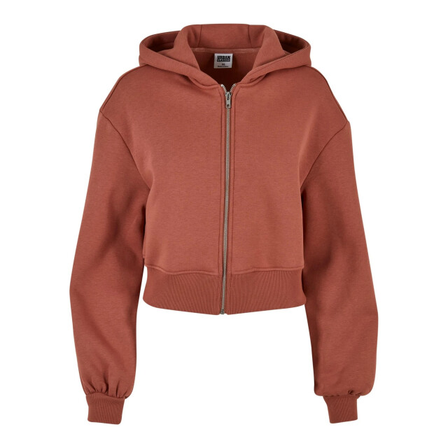 Urban Classics Dames korte oversized hoodie met volledige ritssluiting UTTN758_terracotta large
