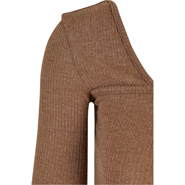 Urban Classics Dames geribbelde vierkante hals top met lange mouwen UTTN762_darkkhaki large