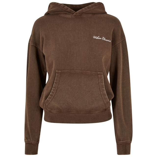 Urban Classics Dames geborduurde badstof logo hoodie UTTN763_brown large