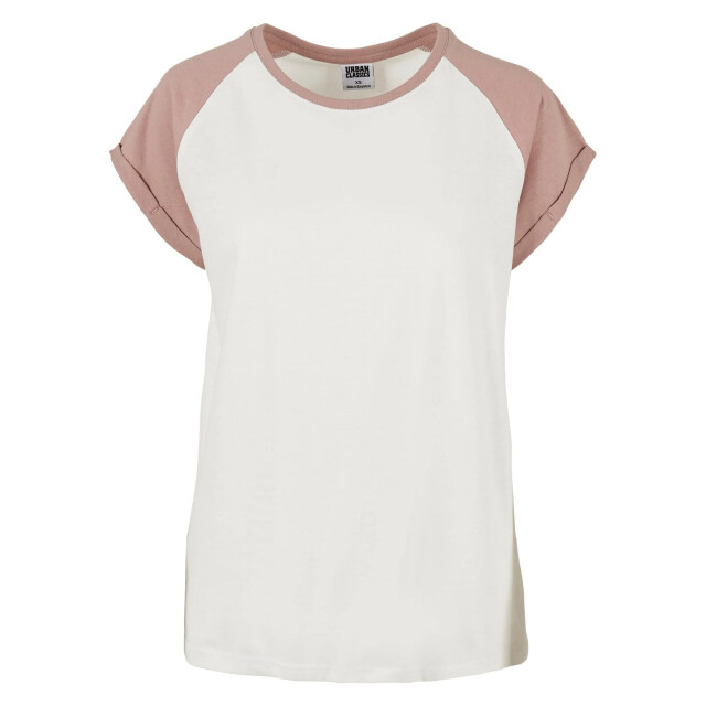 Urban Classics Dames contrast raglan t-shirt UTTN770_whitesandduskrose large