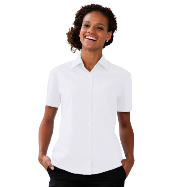 Russell Athletic Collectie dames korte mouwen poly-katoen easy care poplin shirt UTFK749_white large