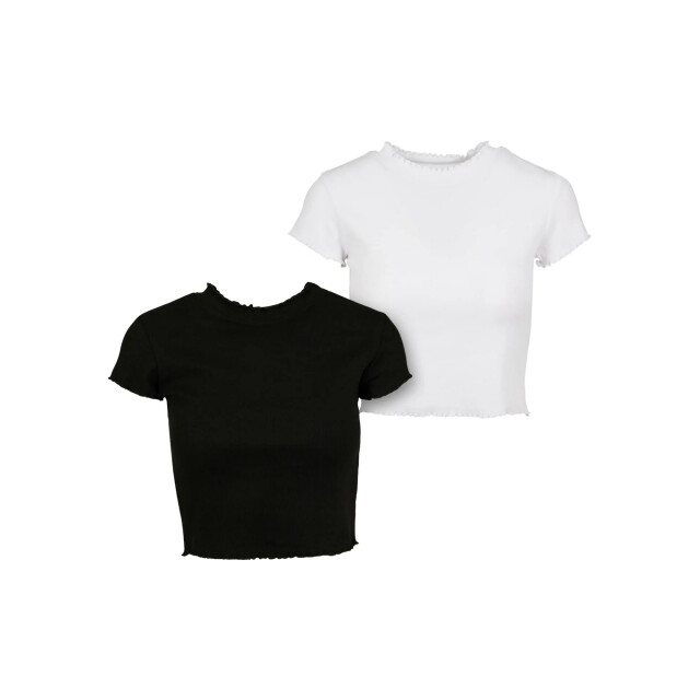 Urban Classics Dames ribbed crop top (set van 2) UTTN711_blackwhite large
