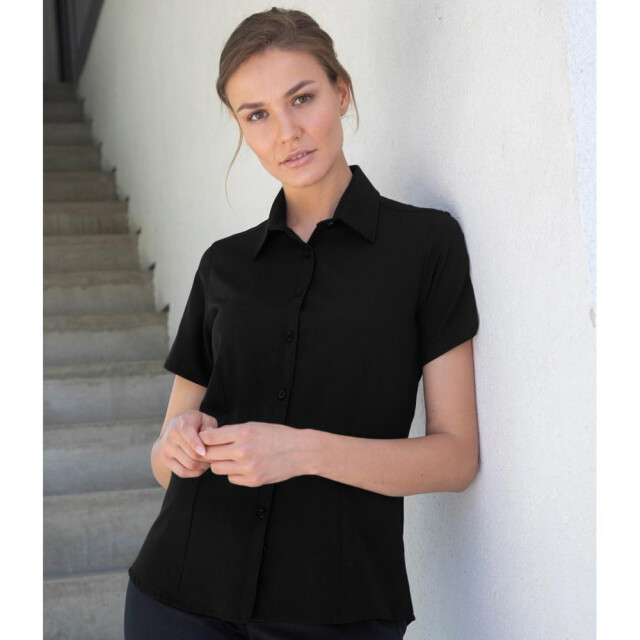 Russell Athletic Collectie dames korte mouw easy care oxford shirt UTFK745_black large