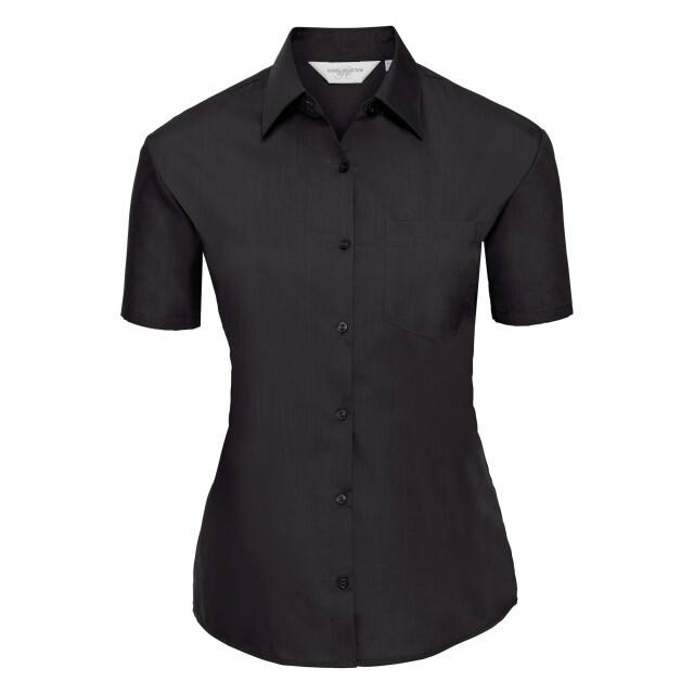 Russell Athletic Collectie dames korte mouwen poly-katoen easy care poplin shirt UTFK749_black large