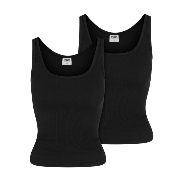 Urban Classics Dames basic geribd organisch tanktopje (verpakking van 2) UTTN994_black large