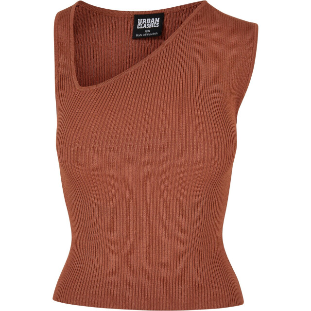 Urban Classics Dames ribgebreide asymmetrische top UTTN676_terracotta large