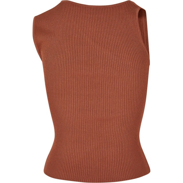 Urban Classics Dames ribgebreide asymmetrische top UTTN676_terracotta large