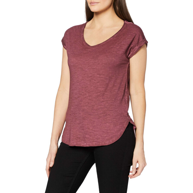 Urban Classics Dames spray dye gedompeld zoom t-shirt UTTN662_burgundy large