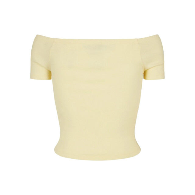 Urban Classics Dames geribd off shoulder t-shirt UTTN663_softyellow large