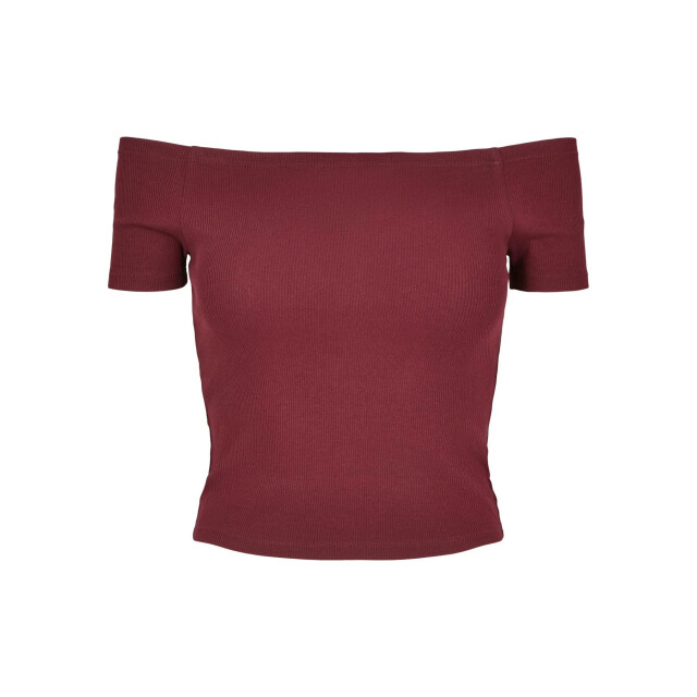 Urban Classics Dames geribd off shoulder t-shirt UTTN663_redwine large