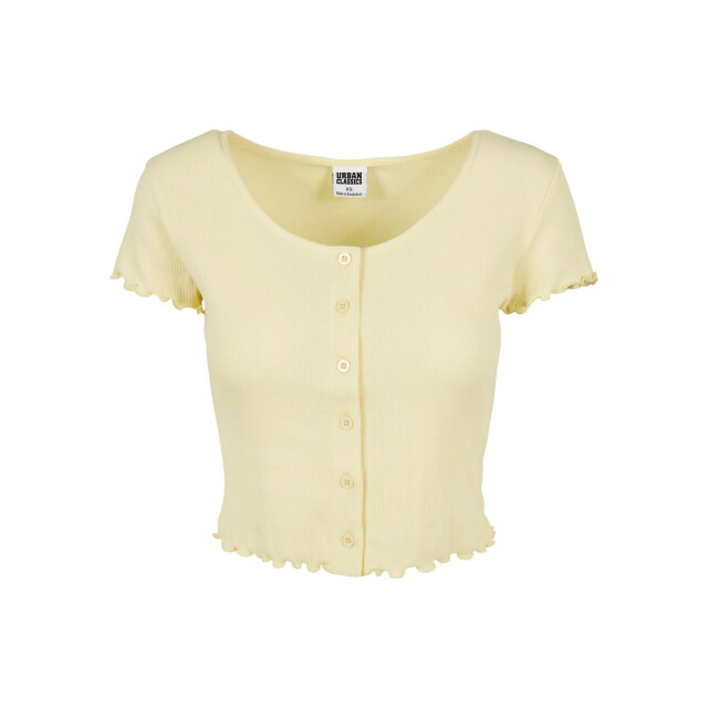 Urban Classics Dames ribbed button-down crop top UTTN596_softyellow large