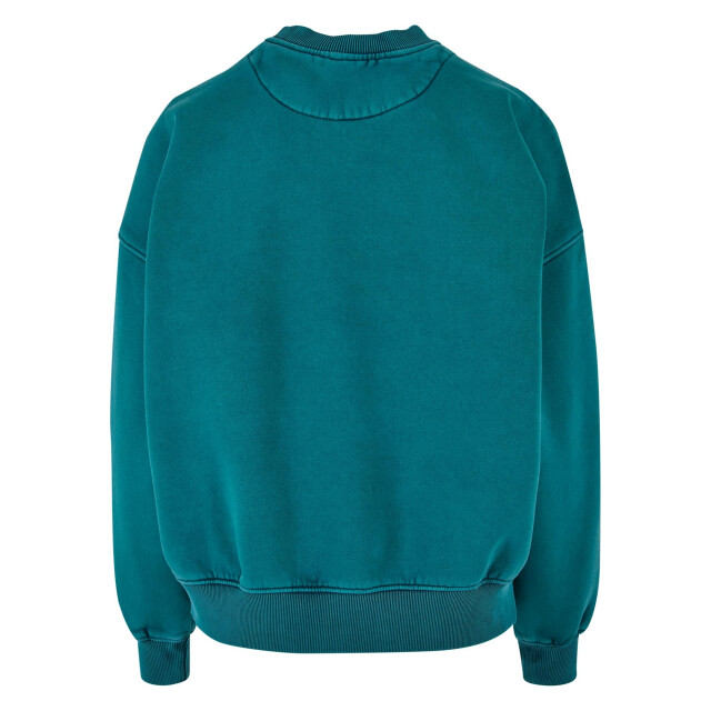 Urban Classics Dames stone wash crew hals oversized sweatshirt UTTN603_watergreen large