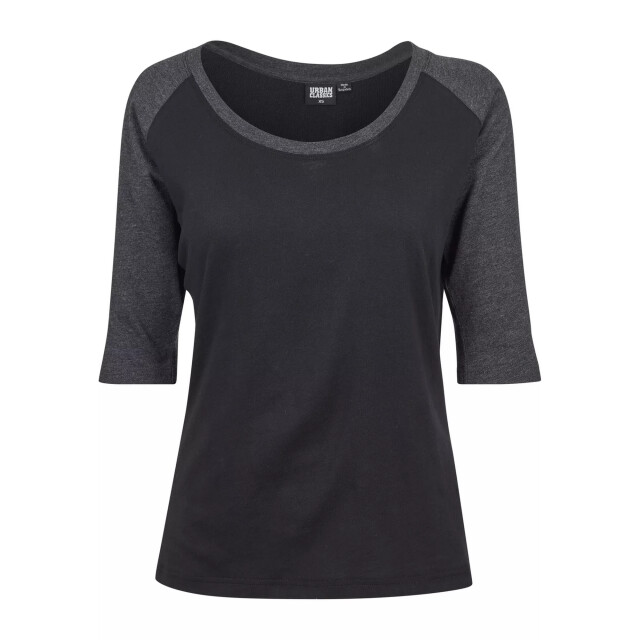Urban Classics Dames contrast raglan 3/4 mouw top UTTN890_blackcharcoal large