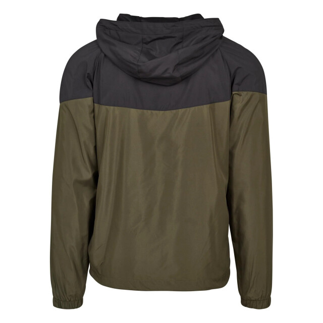 Urban Classics Heren tech windrunner tweekleurig windjack UTTN627_blackdarkolive large