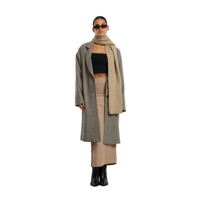 Urban Classics Dames geribbelde maxi rok met hoge split UTTN591_beigemelange large