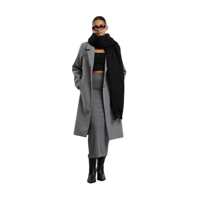 Urban Classics Dames geribbelde maxi rok met hoge split UTTN591_darkgreymelange large