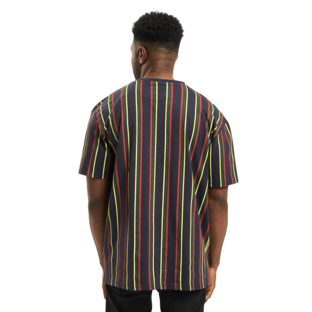 Urban Classics Heren retro streep oversized t-shirt UTTN843_midnightnavyburnedred large
