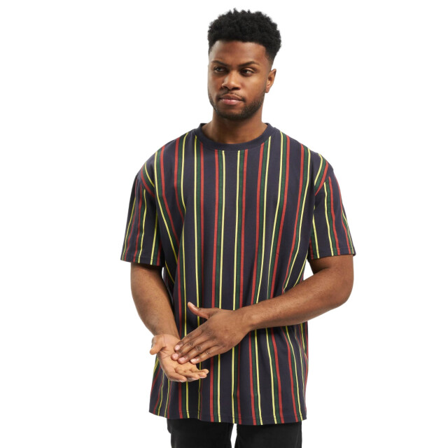 Urban Classics Heren retro streep oversized t-shirt UTTN843_midnightnavyburnedred large