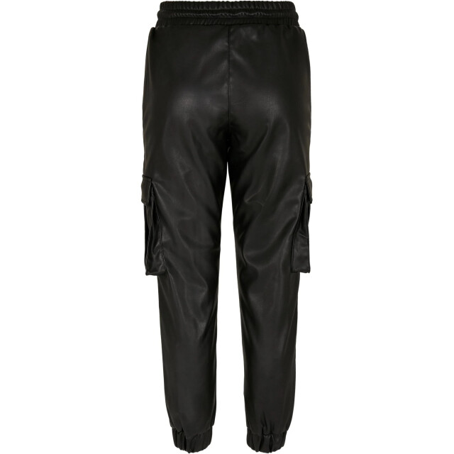 Urban Classics Dames cargo broek van kunstleer UTTN830_black large