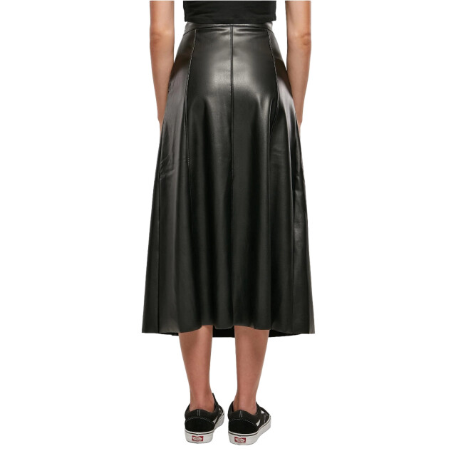 Urban Classics Dames synthetisch leren midi rok UTTN553_black large