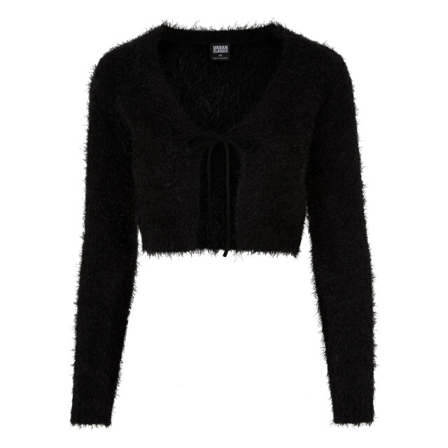 Urban Classics Dames cropped feather front tie vest UTTN938_black large