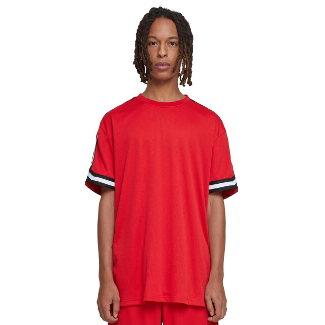 Urban Classics Heren streep mesh oversized t-shirt UTTN811_cityred large