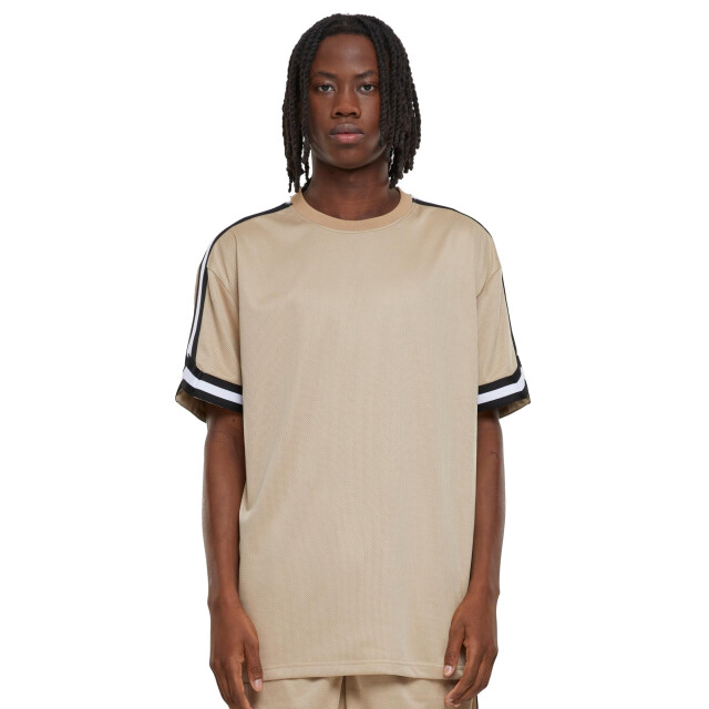 Urban Classics Heren streep mesh oversized t-shirt UTTN811_unionbeige large