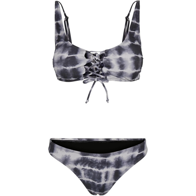 Urban Classics Dames tie dye vetersluiting bikini UTTN529_blackwhite large