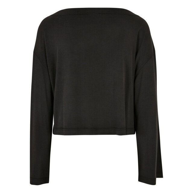 Urban Classics Dames modal boothals t-shirt met lange mouwen UTTN795_black large