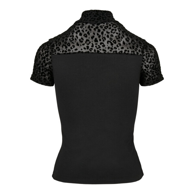 Urban Classics Dames t-shirt met gevlokte schildpadhals met dierenprint UTTN788_black large