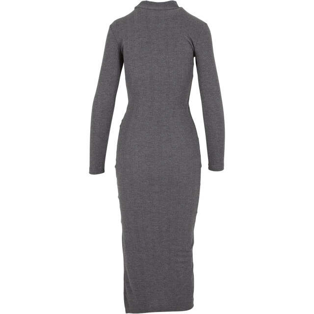 Urban Classics Dames ribbed mock neck jurk met lange mouwen UTTN515_darkgreymelange large
