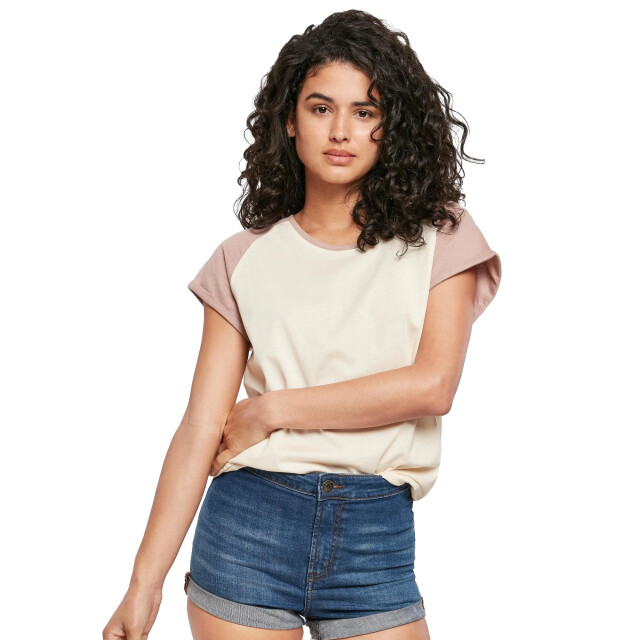 Urban Classics Dames contrast raglan t-shirt UTTN770_whitesandduskrose large