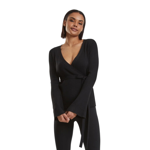 Urban Classics Dames ribbed fijngebreid wrap vest UTTN772_black large