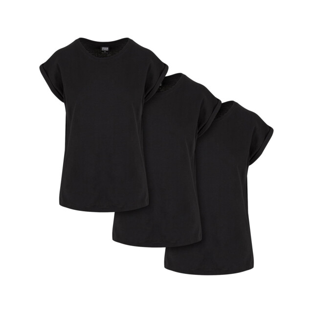 Urban Classics Dames verlengd schouder t-shirt (set van 3) UTTN844_black large