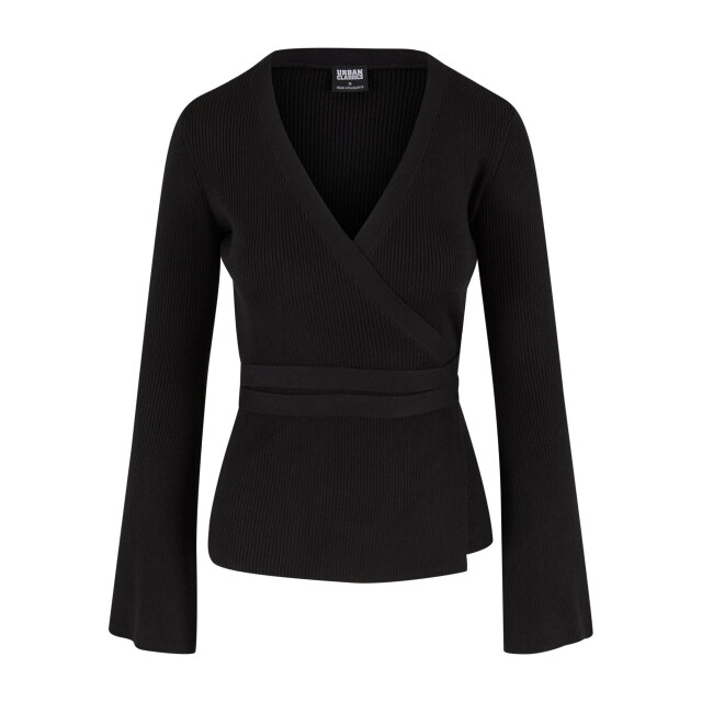 Urban Classics Dames ribbed fijngebreid wrap vest UTTN772_black large