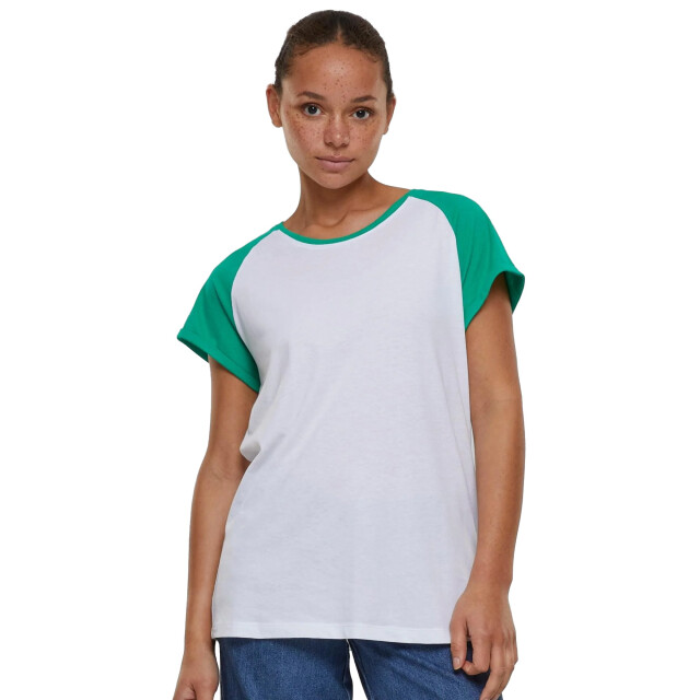 Urban Classics Dames contrast raglan t-shirt UTTN770_whiteferngreen large