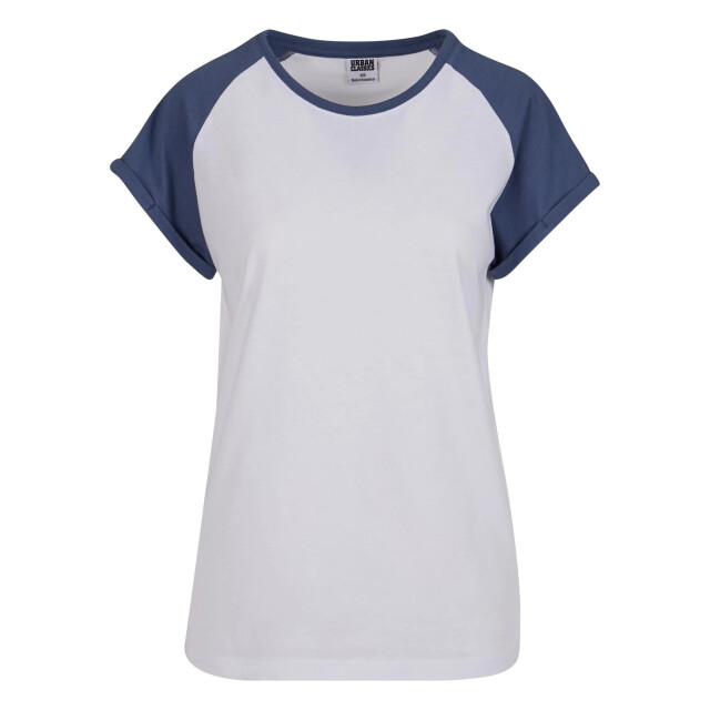 Urban Classics Dames contrast raglan t-shirt UTTN770_whitevintageblue large