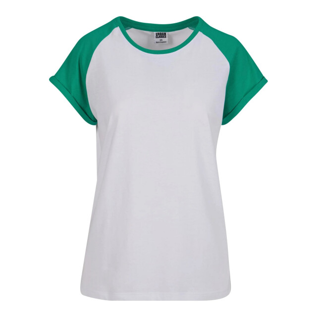 Urban Classics Dames contrast raglan t-shirt UTTN770_whiteferngreen large