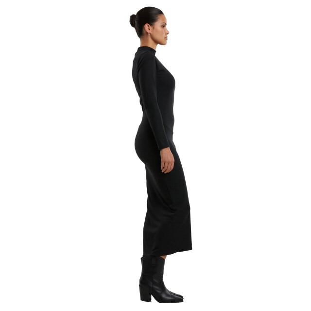 Urban Classics Dames ribbed mock neck jurk met lange mouwen UTTN515_black large