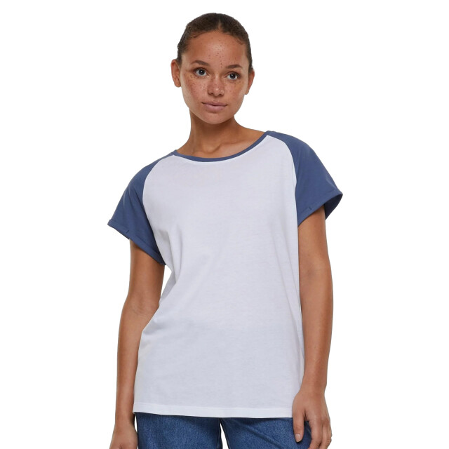 Urban Classics Dames contrast raglan t-shirt UTTN770_whitevintageblue large