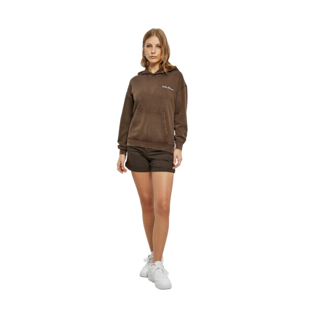 Urban Classics Dames geborduurde badstof logo hoodie UTTN763_brown large