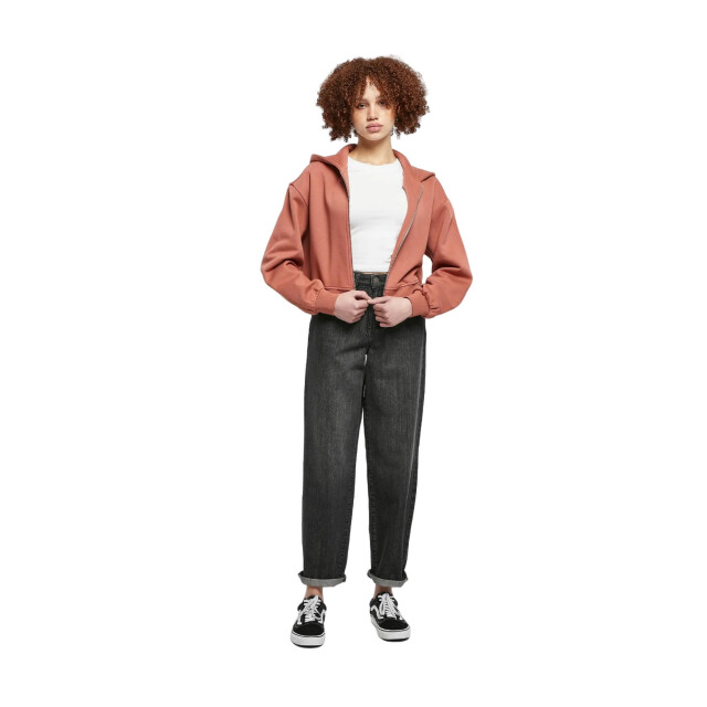 Urban Classics Dames korte oversized hoodie met volledige ritssluiting UTTN758_terracotta large